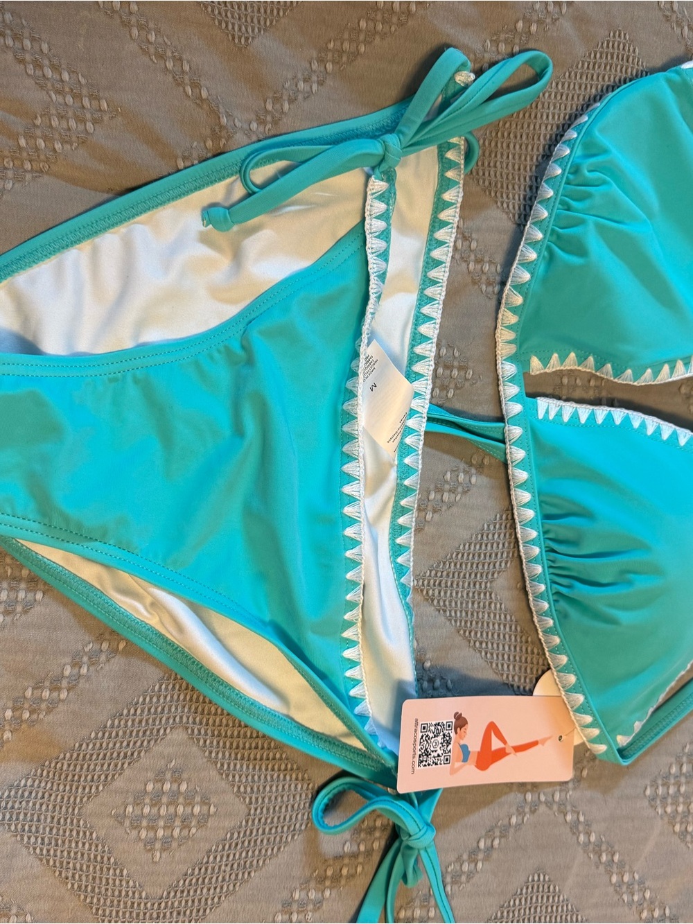 Womens Turquoise Two-Piece Swim Bikini with Contrast Trim
